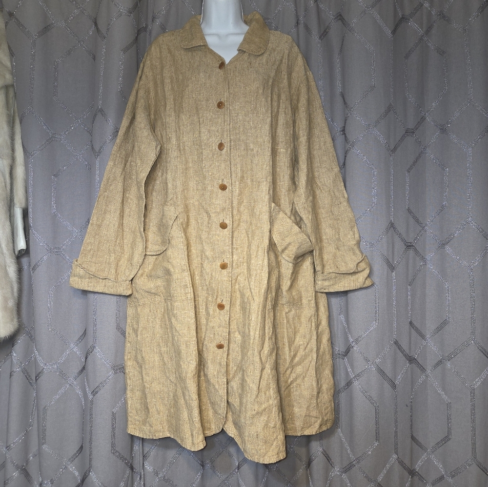 Flax Tan Button-Up Coat